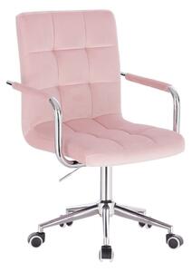 LuxuryForm Židle VERONA VELUR na stříbrné podstavě s kolečky - růžová