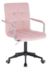 LuxuryForm Židle VERONA VELUR na černé podstavě s kolečky - růžová