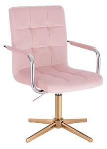LuxuryForm Židle VERONA VELUR na zlatém kříži - růžová