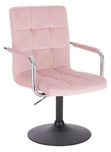 LuxuryForm Židle VERONA VELUR na černém talíři - růžová