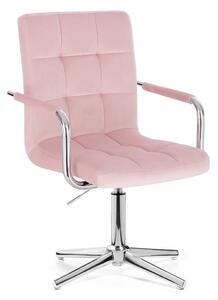LuxuryForm Židle VERONA VELUR na stříbrném kříži - růžová