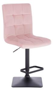 LuxuryForm Barová židle TOLEDO VELUR na černé podstavě - růžová