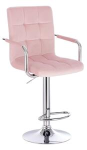 LuxuryForm Barová židle VERONA VELUR na stříbrném talíři - růžová