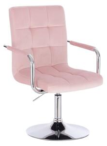 LuxuryForm Židle VERONA VELUR na stříbrném talíři - růžová