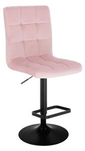 LuxuryForm Barová židle TOLEDO VELUR na černém talíři - růžová