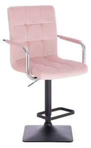 LuxuryForm Barová židle VERONA VELUR na černé základně - růžová