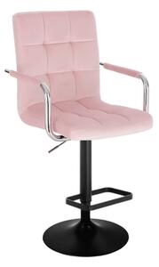 LuxuryForm Barová židle VERONA VELUR na černém talíři - růžová