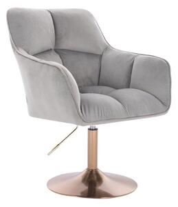 LuxuryForm DESIGN Křeslo AMALFI VELUR na zlatém talíři - světle šedé