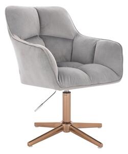 LuxuryForm DESIGN Křeslo AMALFI VELUR na zlatém kříži - světle šedé