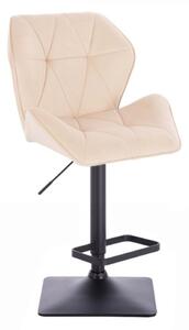 LuxuryForm Barová židle MILANO MAX VELUR na černé hranaté podstavě - krémová