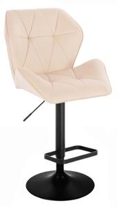LuxuryForm Barová židle MILANO MAX VELUR na černém talíři - krémová