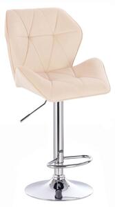 LuxuryForm Barová židle MILANO MAX VELUR na stříbrném talíři - krémová