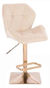 LuxuryForm Barová židle MILANO MAX VELUR na zlaté hranaté podstavě - krémová