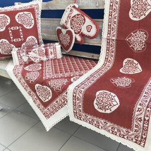 Tegatex Gobelínový ubrus s krajkou - srdíčka Velikost: 40*140 cm