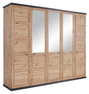 ŠATNÍ SKŘÍŇ SE ZRCADLEM, tmavě šedá, dub artisan, 255/209/60 cm Hom`in - Šatní skříně