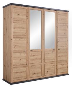 ŠATNÍ SKŘÍŇ SE ZRCADLEM, tmavě šedá, dub artisan, 205/209/60 cm Hom`in - Šatní skříně