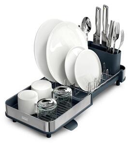 Černý nastavitelný plastový odkapávač 31x19 cm Extend Slim Steel – Joseph Joseph