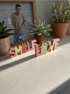 Sinsay - Stojící dekorace SMILE & LOVE - pastelová růžová