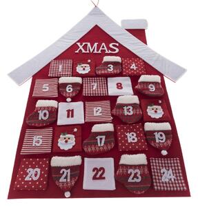 Textilní adventní kalendář Vánoční domeček červená, 68 x 68 cm