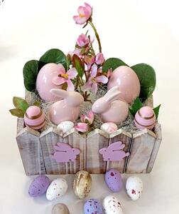 Velikonoční dřevěná ohrádka s králiky /r