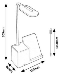 Rabalux CERIE LED Stmívatelná stolní lampa s nabíjením QI LED/4W/5V 3000/4000/6500K černá