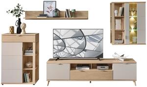 OBÝVACÍ STĚNA barvy dubu, kašmírová Hom`in - Kompletní obývací stěny