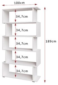 Regál FREDERICO bílá, výška 189 cm