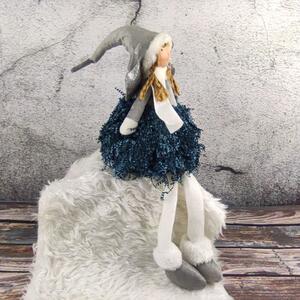 Textilní panenka- anděl se svítícími křídly, modrá- 40 cm