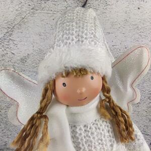 Textilní panenka- anděl se svítícími křídly, bílá- 40 cm