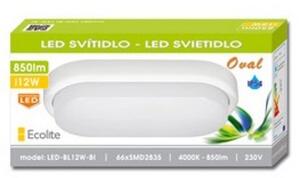 LED svítidlo Ecolite OVAL 12W/850lm 4000K IP54 šedý LED-BL12W-SED