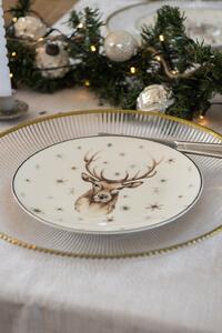 Dezertní porcelánový zimní talířek s jelenem Reindeer - Ø 21*2 cm
