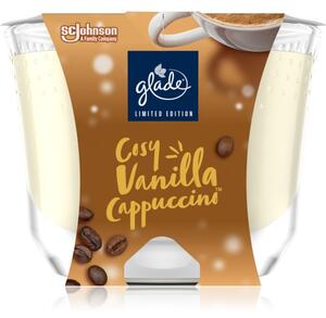 GLADE Cosy Vanilla Cappuccino vonná svíčka s vůní Vanilla Foam, Roasted Coffee, Toasted Hazelnut 224 g