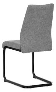 Židle jídelní, stříbrná látka, černé kovové nohy