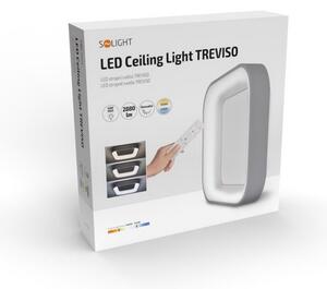 SOLIGHT LED stropní světlo čtvercové Treviso, 48W, 2880lm, stmívatelné, dálkové ovládání, šedá