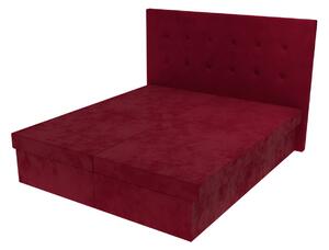 Manželská postel Lea s čelem s knoflíky a úložným prostorem - Vínová, 160 x 200 cm, Bez navýšení, Molitanová 12 cm