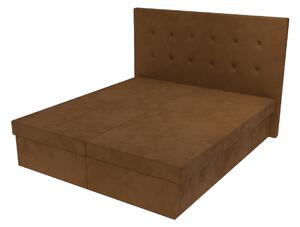 Manželská postel Lea s čelem s knoflíky a úložným prostorem - Šedá, 160 x 200 cm, Bez navýšení, Molitanová 12 cm