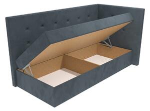 Čalouněná postel Viola s čelem s vtahy a úložným prostorem - Šedá, 80 x 200 cm, Bez navýšení, Molitanová 12 cm
