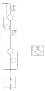 Ondaluce - Stojací lampa MONILE 5xE14/10W/230V 170 cm zlatá/bílá