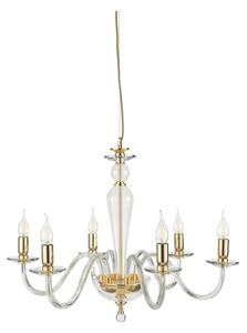 Ondaluce - Lustr na lanku PAGANINI 6xE14/10W/230V pr. 70 cm zlatá/čirá