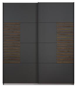 Šatní skříň BAREA šedá/dub atlantic tmavý, šířka 181 cm