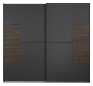 Šatní skříň BAREA šedá/dub atlantic tmavý, šířka 226 cm