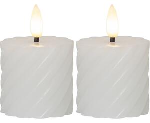 Sada 2 bílých voskových LED svíček Star Trading Flamme Swirl, výška 7,5 cm