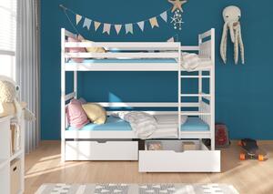 Dětská patrová postel PANDA + 2 matrace, 80x180, bílá