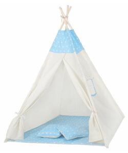 Teepee stan pro děti SPRINGOS Světle modrý s hvězdami
