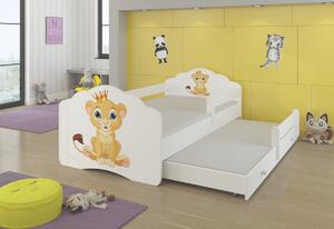 Dětská postel FROSO II se zábranou, 160x80, vzor f3, modrý medvídek