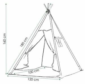 Teepee stan pro děti SPRINGOS Šedý s hvězdami
