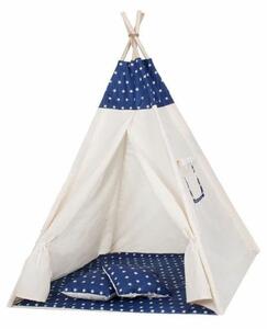 Teepee stan pro děti SPRINGOS Tmavě modrý s hvězdami
