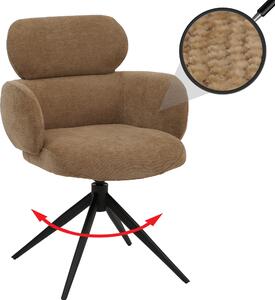 Jídelní židle HWC-O77, kuchyňská židle čalouněná židle, otočná s automatickým návratem, látka (310g/m²) žinylka Oeko-Tex světle hnědá