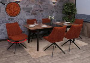 Sada 6 jídelních židlí HWC-O48, kuchyňská židle, otočná, tkanina/textil žinylka (320g/m²) Oeko-Tex červenohnědá