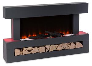 Klarstein Smart Dekorativní krb s LED plameny, elektrický krb s ohřívačem, 2000W elektrický krb, energeticky úsporný elektrický krb, nástěnný krb s dálkovým ovládáním a časovačem, elektrické krby s MDF krytem